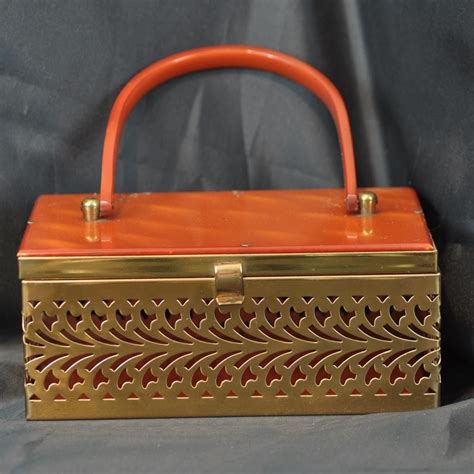 vintage metal purse box woven|Vintage Metal Purse .